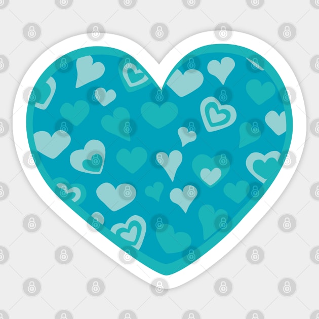 Turquoise sweet love hearts Sticker by marufemia